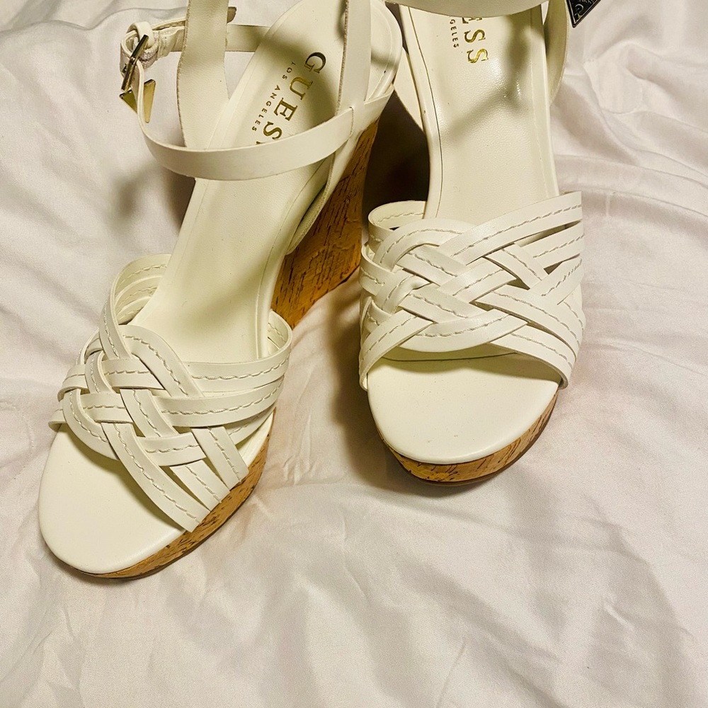 White wedge sandals